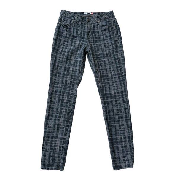 Cabi Jeans Navy Gray Grid curvy Skinny Denim Jeans size 8 cotton stretch - Picture 1 of 8